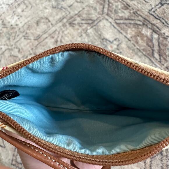 COACH 1941 Leather Trim Tattersall Wristlet Bag Cream & Blue Plaid Purse EUC - Picture 6 of 9